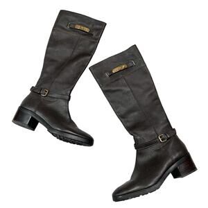 Coach | Sullivan Brown Leather Knee High Boots Gold Hardware Riding Womens 9.5